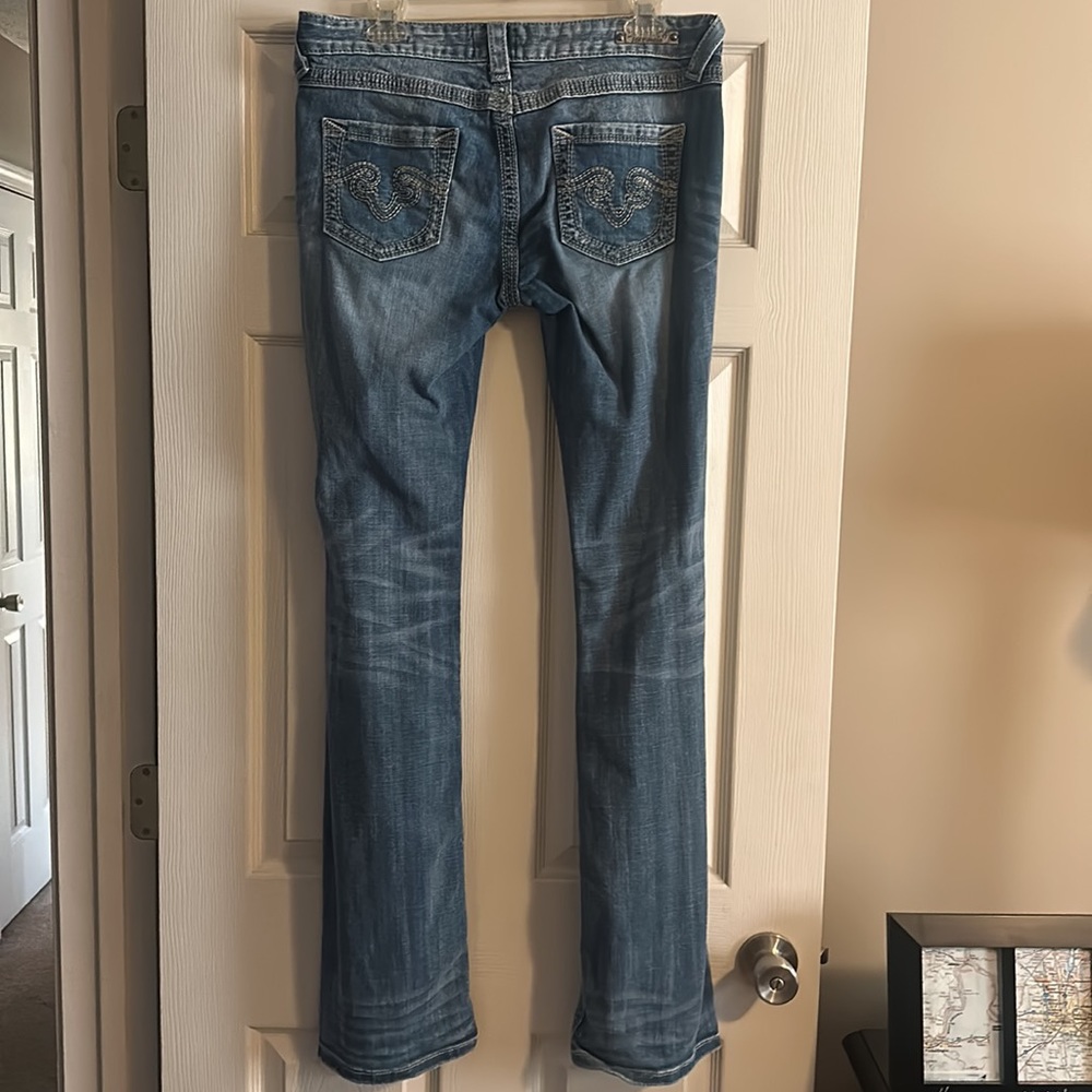 Euc Express Rerock Barely Boot Distressed Jeans -… - image 2